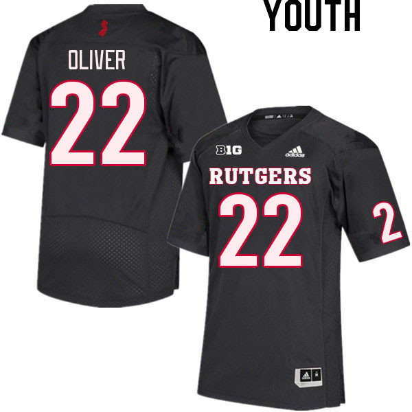 Youth #22 Raeden Oliver Rutgers Scarlet Knights College Football Jerseys Stitched Sale-Black - Click Image to Close